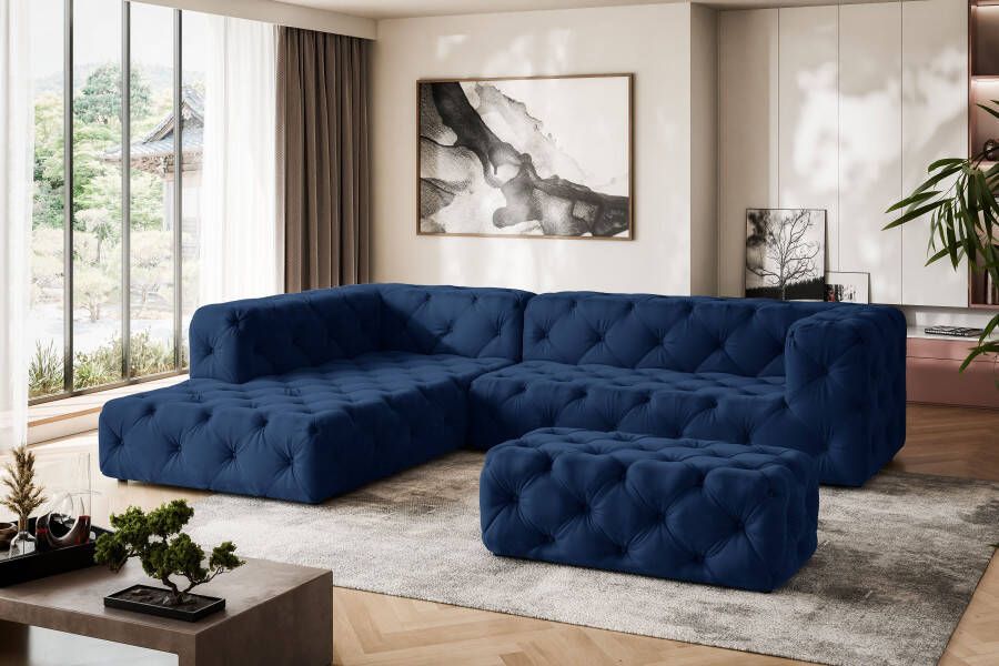 Home affaire Hoekbank FOLLINA L-vorm met klassieke Chesterfield-knoopstiksels