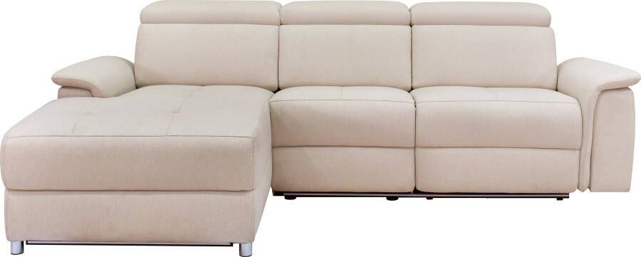 Places of Style Hoekbank Pareli L-model 259 cm met récamier echt leer imitatieleer weefstof