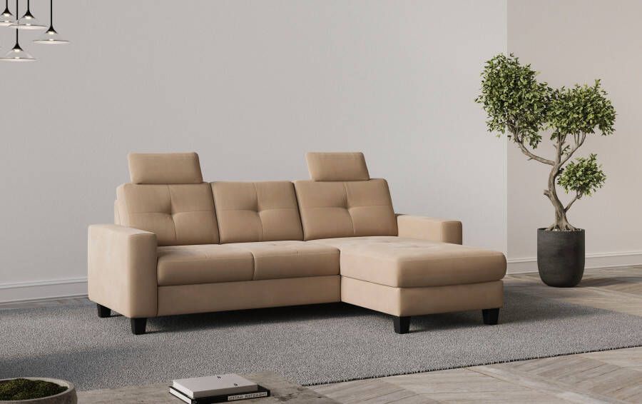 Places of Style Hoekbank Varese Kruisnaad in beige