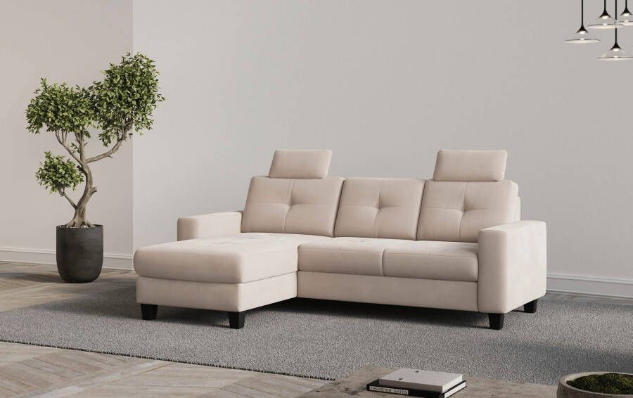 Places of Style Hoekbank Varese Kruisnaad in beige