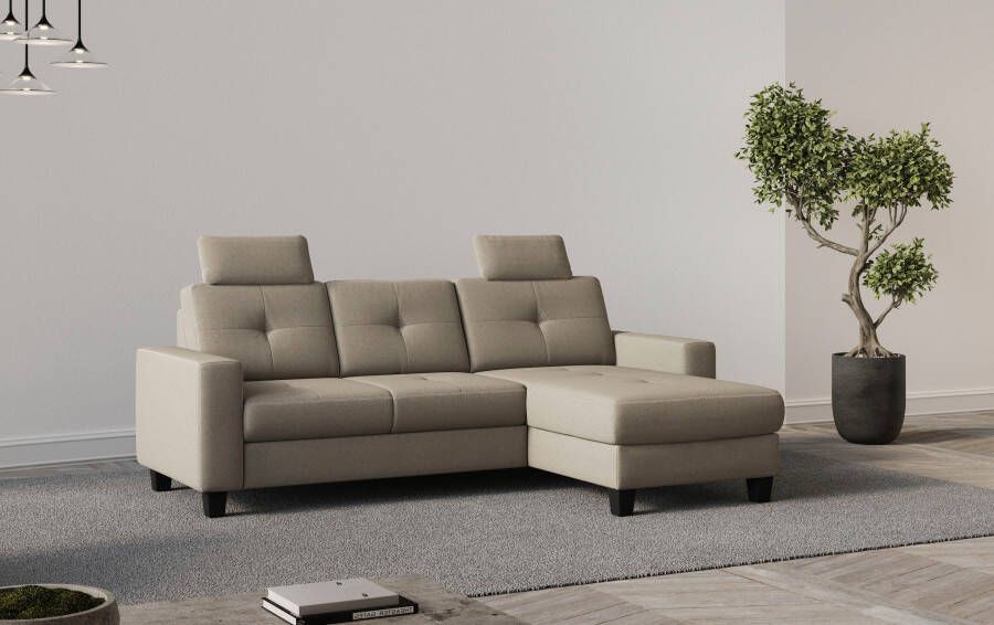 Places of Style Hoekbank Varese Kruisnaad in beige