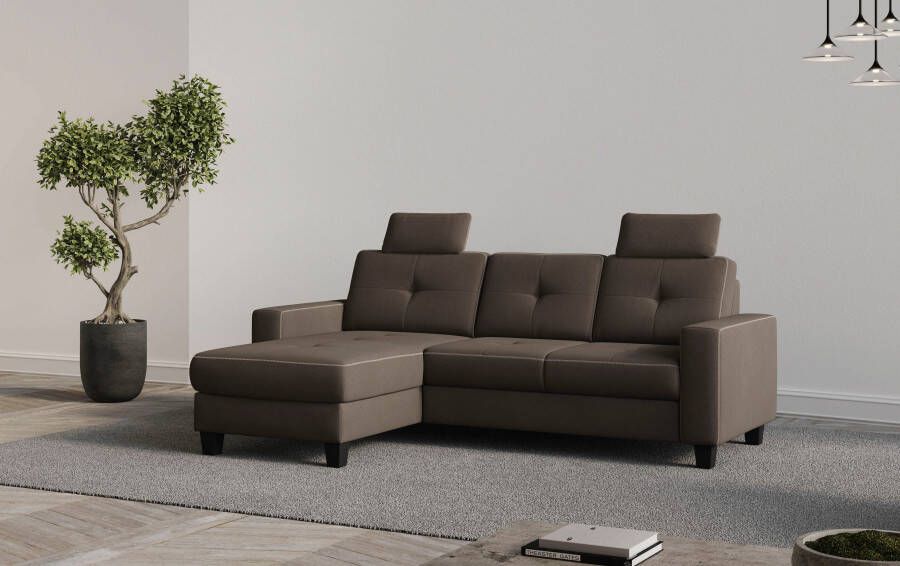 Places of Style Hoekbank Varese Kruisnaad in beige