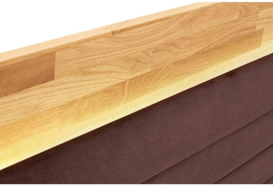 Places of Style Boxspring Cup met ledverlichting massief houten lijst en topmatras in 2 hardheden