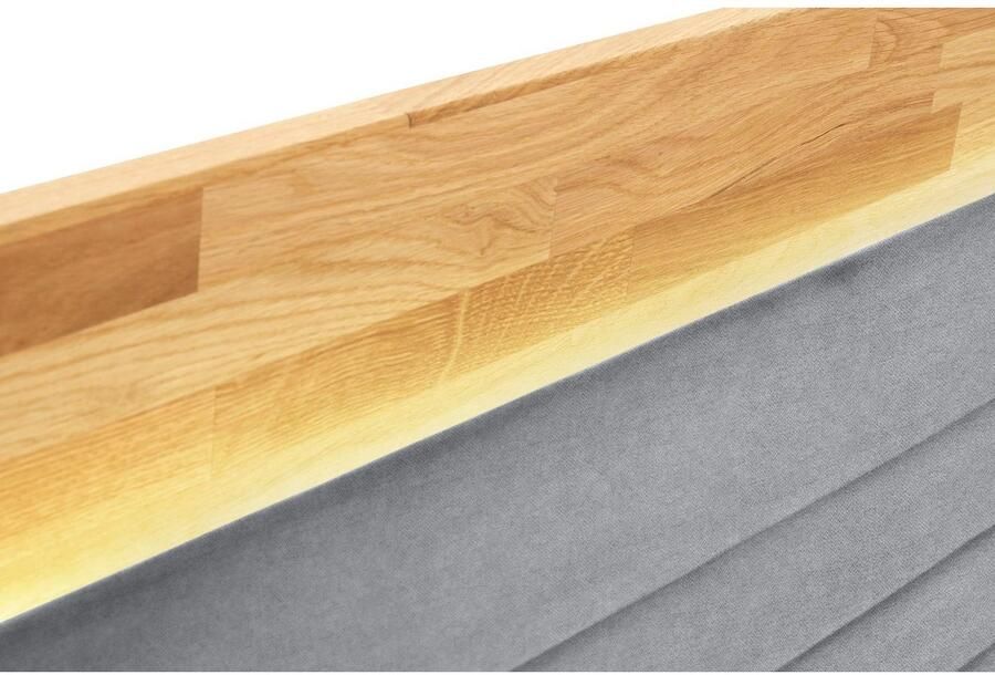 Places of Style Boxspring Cup met ledverlichting massief houten lijst en topmatras in 2 hardheden