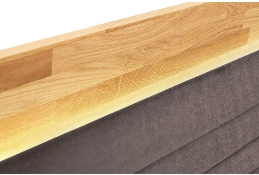 Places of Style Boxspring Cup met ledverlichting massief houten lijst en topmatras in 2 hardheden