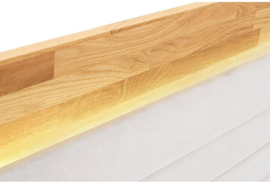 Places of Style Boxspring Cup met ledverlichting massief houten lijst en topmatras in 2 hardheden