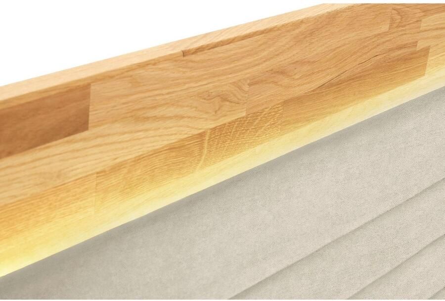 Places of Style Boxspring Cup met ledverlichting massief houten lijst en topmatras in 2 hardheden