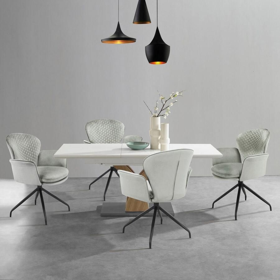 Places of Style Eetkamerstoel Leonidas Zacht verdikte zitting en rugleuning zitoppervlak in veloursstof zithoogte 47 cm (2 stuks)