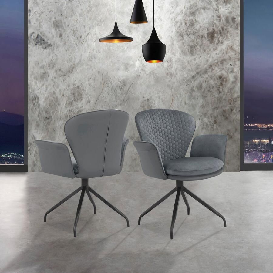 Places of Style Eetkamerstoel Leonidas Zacht verdikte zitting en rugleuning zitoppervlak in veloursstof zithoogte 47 cm (2 stuks)