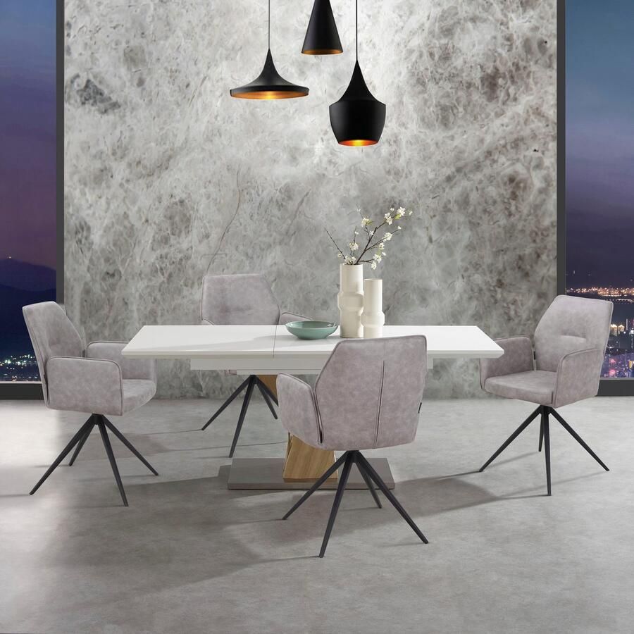 Places of Style Eetkamerstoel Ozias Zacht verdikte zitting en rugleuning onderstel van metaal zwart zithoogte 50 cm (2 stuks)