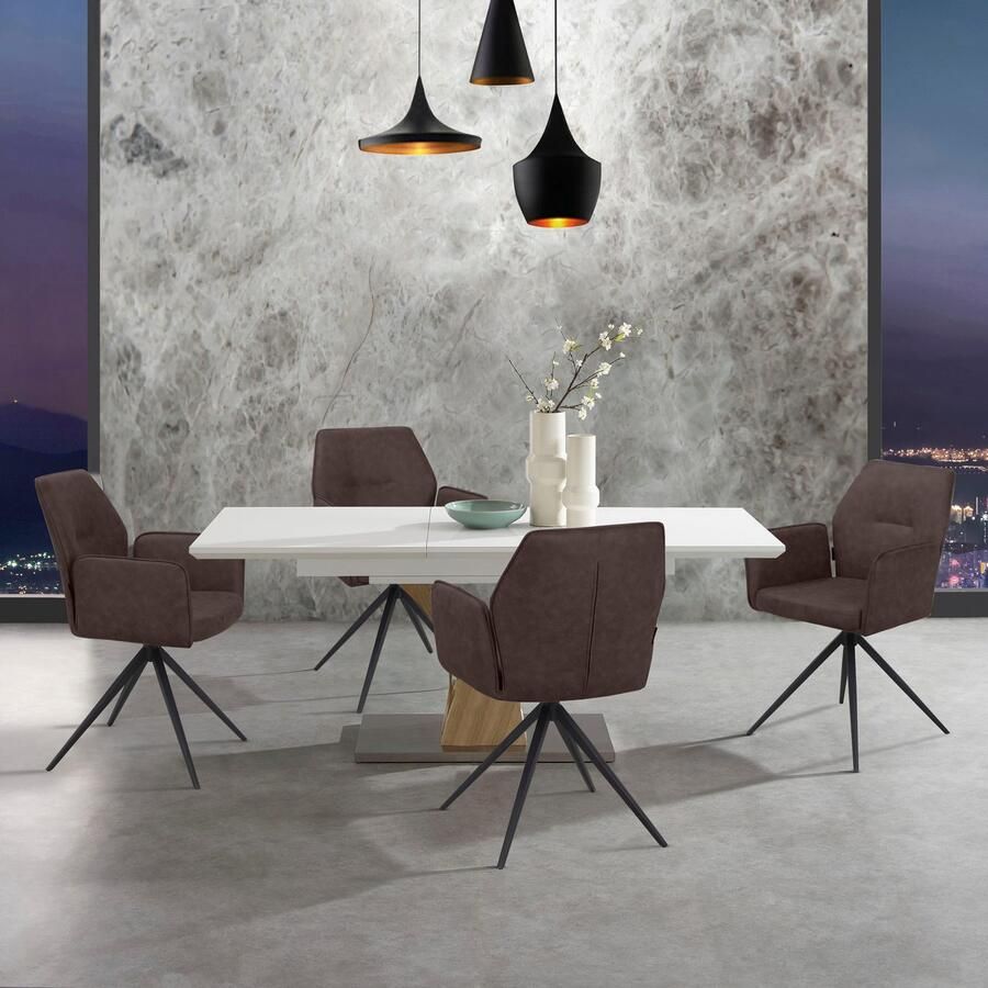 Places of Style Eetkamerstoel Ozias Zacht verdikte zitting en rugleuning onderstel van metaal zwart zithoogte 50 cm (2 stuks)