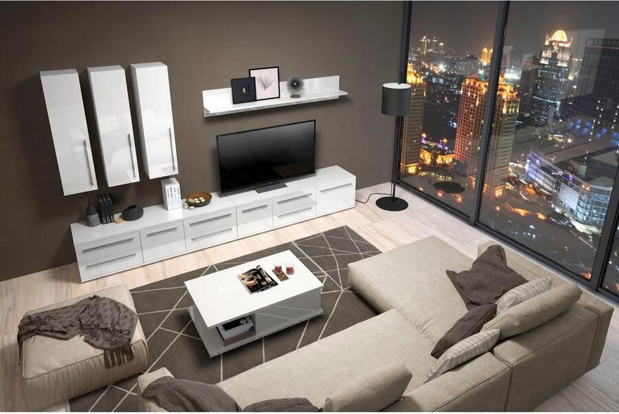 Places of Style Hangende vitrinekast Piano UV gelakt soft-close functie hoogte 115 cm breedte 29 7 cm