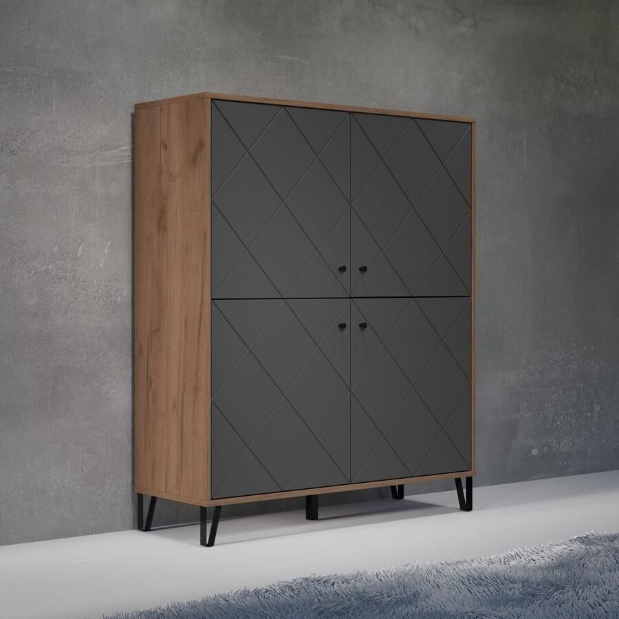Places of Style Highboard MOLVENO Highboard met 4 deuren & Soft-Close (B D H) 123 40 136 cm (1 stuk)