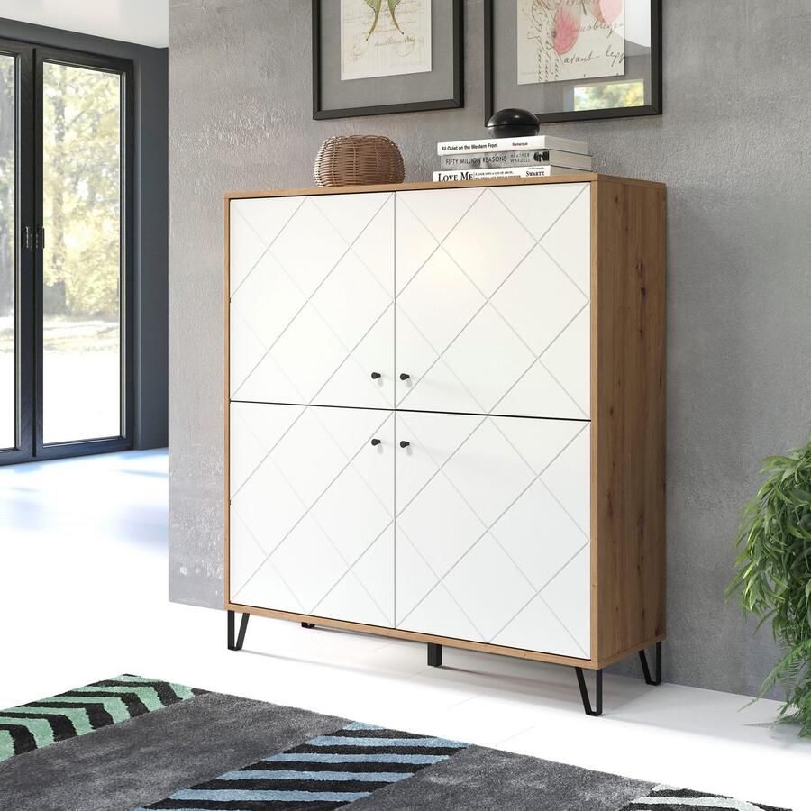 Places of Style Highboard Tarragona Highboard met 4 deuren & Soft-Close (B D H) 123 40 136 cm