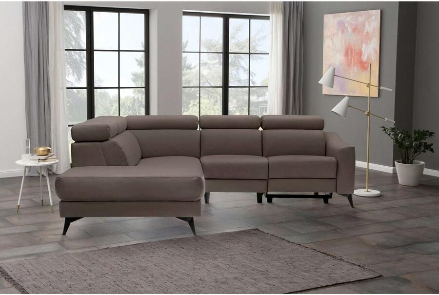 Home affaire Hoekbank Valerio met 1 elektrische relaxfunctie en usb-aansluiting