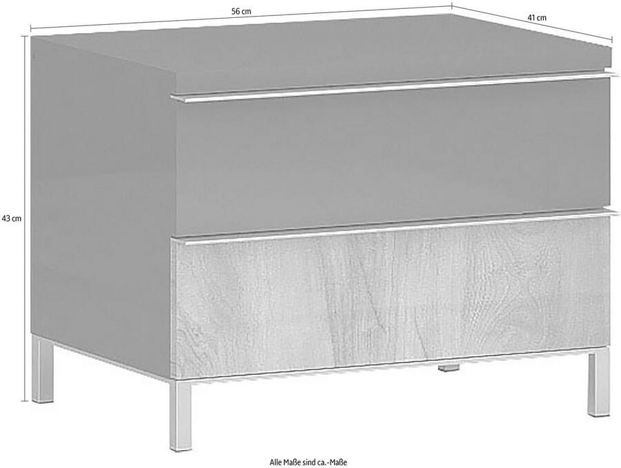 Places of Style Nachtkastje Onyx Nachtkastje met 2 of 3 Laden UV Lak Hoogglans met soft-close-functie maten (b d h) 56 41 43 of 59cm