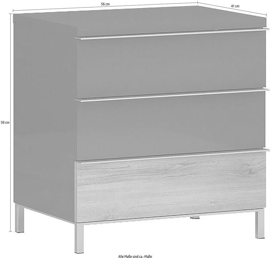 Places of Style Nachtkastje Onyx Nachtkastje met 2 of 3 Laden UV Lak Hoogglans met soft-close-functie maten (b d h) 56 41 43 of 59cm