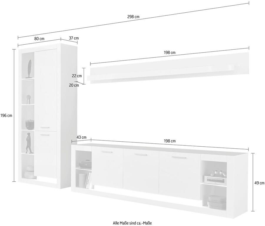 Places of Style Wandmeubel MERAN in modern design (3 stuks)