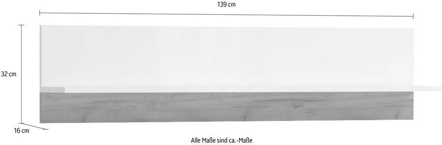 Places of Style Wandplank Stela wit uv-gelakt front breedte: 139 cm