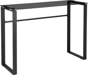 Places of Style Sidetable Simsbury Tafelblad van gehard glas 0 8 cm zwart onderstel van metaal hoogte 80 cm
