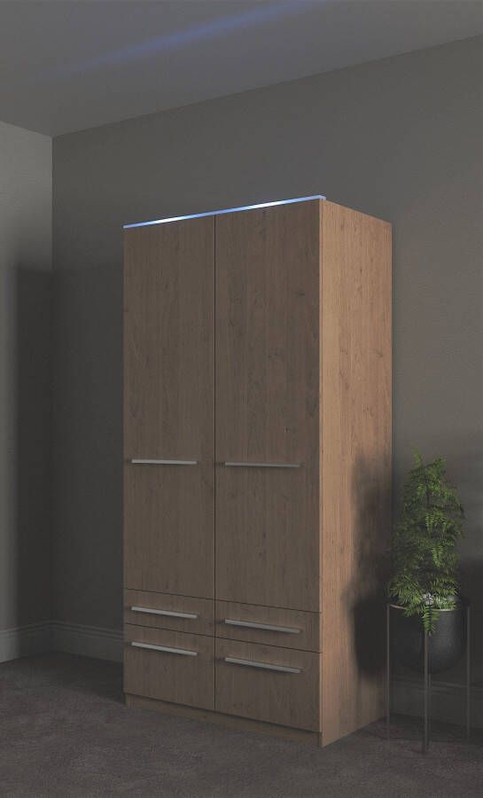 Priess Kledingkast Kast garderobe waskast Barcelona in 5 breedtes veel opbergruimte ruime lades met spiegel made in germany