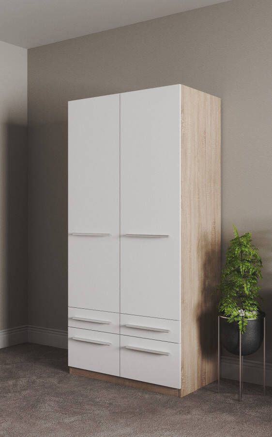 Priess Kledingkast Kast garderobe waskast Barcelona in 5 breedtes veel opbergruimte ruime lades met spiegel made in germany