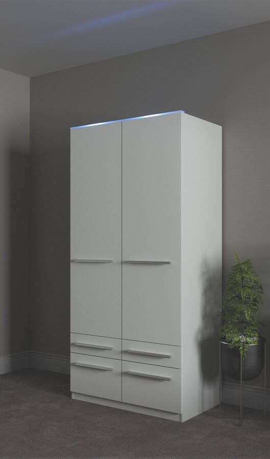 Priess Kledingkast Kast garderobe waskast Barcelona in 5 breedtes veel opbergruimte ruime lades met spiegel made in germany