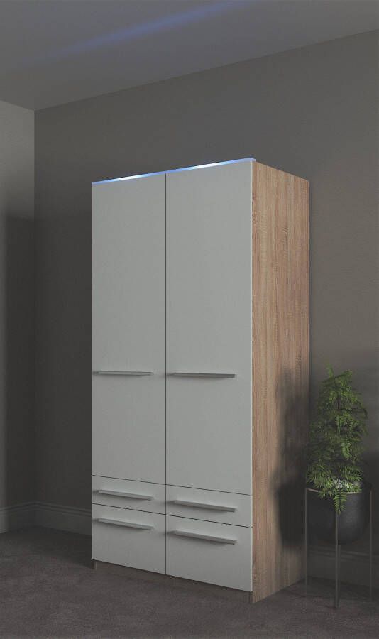 Priess Kledingkast Kast garderobe waskast Barcelona in 5 breedtes veel opbergruimte ruime lades met spiegel made in germany