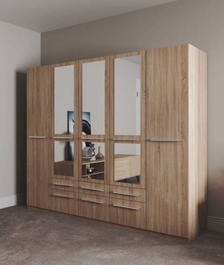 Priess Kledingkast Kast garderobe waskast Barcelona in 5 breedtes veel opbergruimte ruime lades met spiegel made in germany