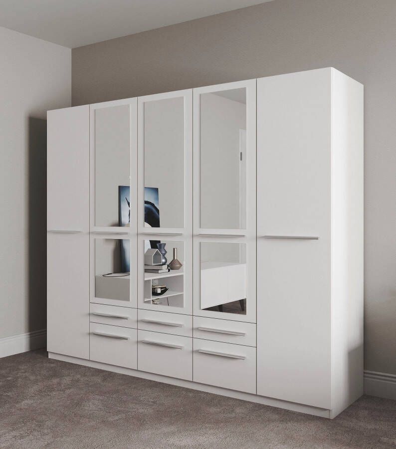 Priess Kledingkast Kast garderobe waskast Barcelona in 5 breedtes veel opbergruimte ruime lades met spiegel made in germany