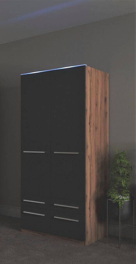 Priess Kledingkast Kast garderobe waskast Barcelona in 5 breedtes veel opbergruimte ruime lades met spiegel made in germany