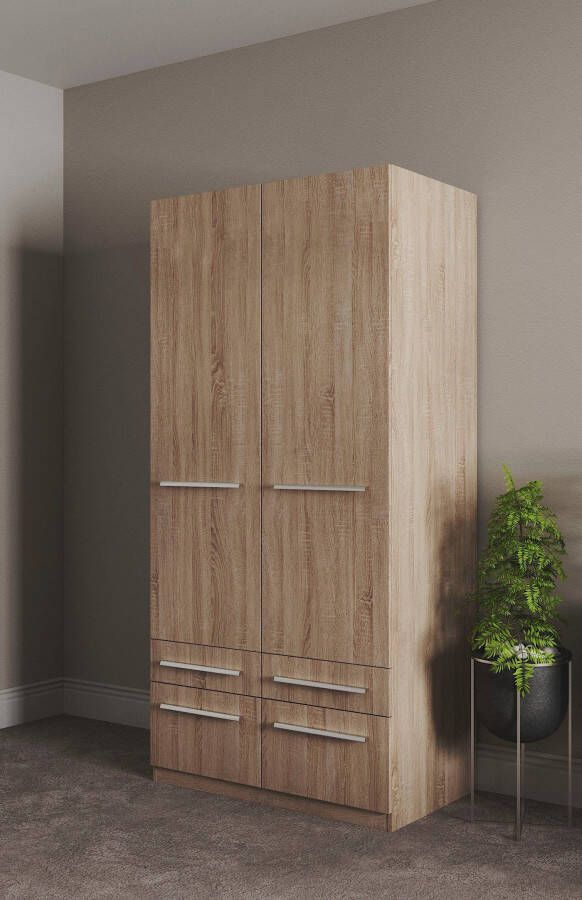 Priess Kledingkast Kast garderobe waskast Barcelona in 5 breedtes veel opbergruimte ruime lades met spiegel made in germany