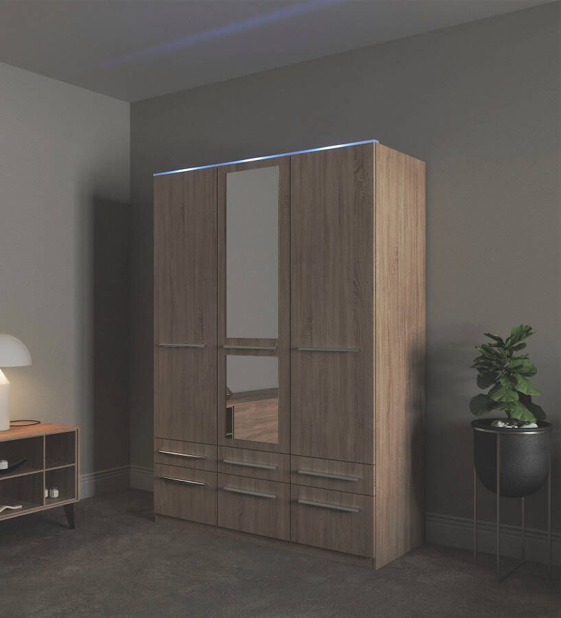 Priess Kledingkast Kast garderobe waskast Barcelona in 5 breedtes veel opbergruimte ruime lades met spiegel made in germany