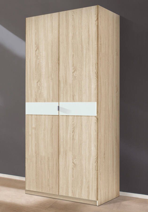 Priess Kledingkast Draai-deur kast kledingkast slaapkamerkast Madrid met gekleurde glasplaat uitbreidbaar met kastopzet madrid