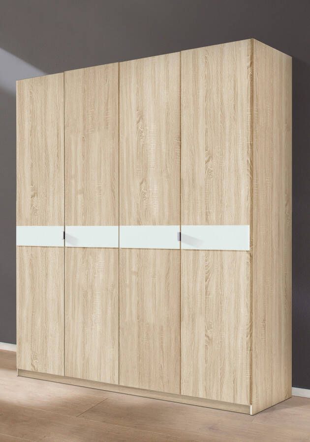 Priess Kledingkast Draai-deur kast kledingkast slaapkamerkast Madrid met gekleurde glasplaat uitbreidbaar met kastopzet madrid