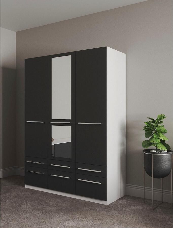 Priess Kledingkast Kast garderobe waskast Barcelona in 5 breedtes veel opbergruimte ruime lades met spiegel made in germany