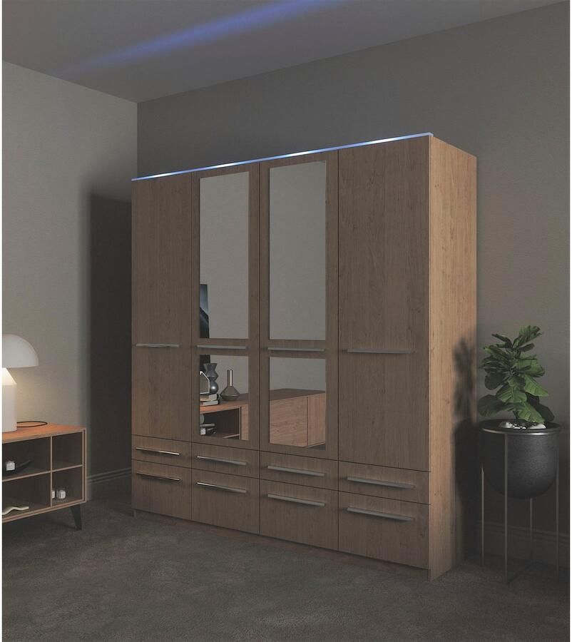 Priess Kledingkast Kast garderobe waskast Barcelona in 5 breedtes veel opbergruimte ruime lades met spiegel made in germany