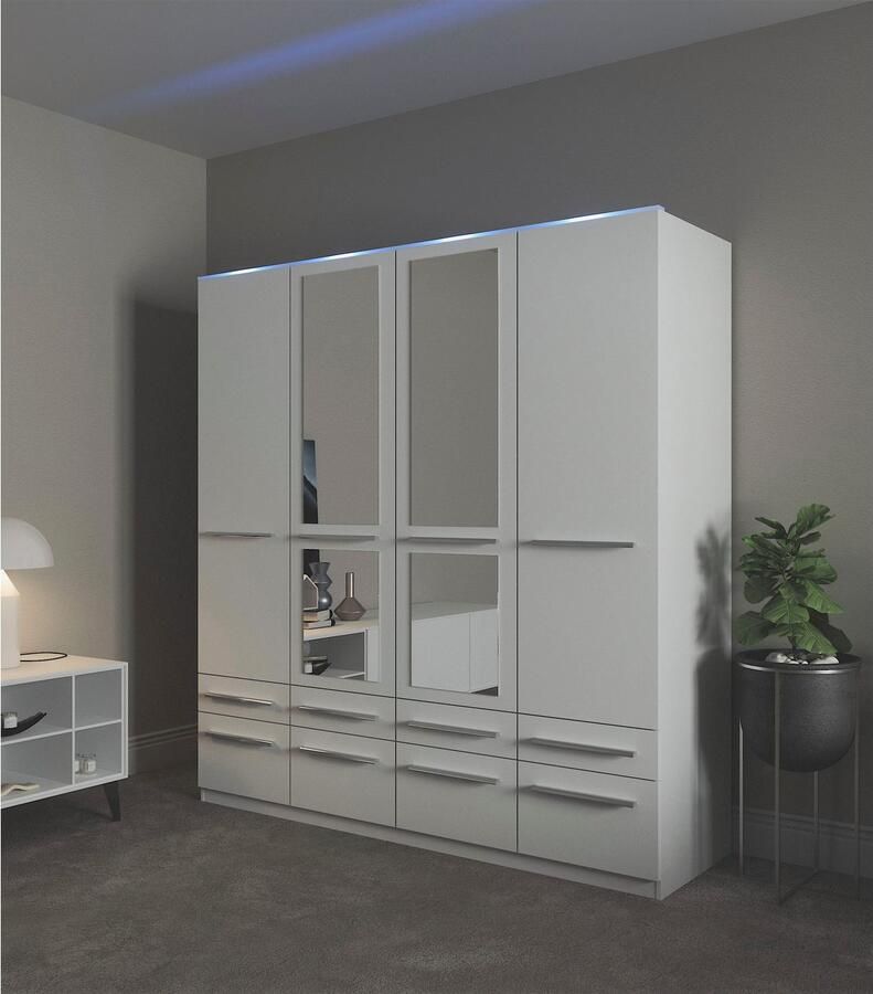 Priess Kledingkast Kast garderobe waskast Barcelona in 5 breedtes veel opbergruimte ruime lades met spiegel made in germany