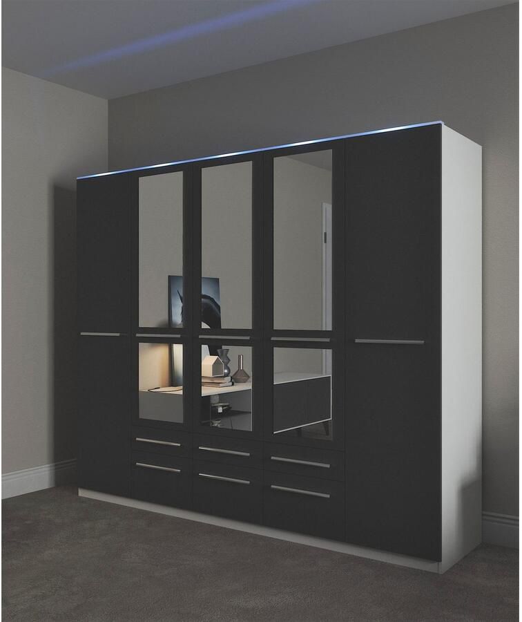 Priess Kledingkast Kast garderobe waskast Barcelona in 5 breedtes veel opbergruimte ruime lades met spiegel made in germany