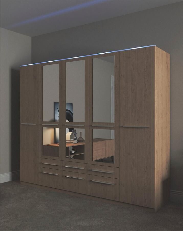 Priess Kledingkast Kast garderobe waskast Barcelona in 5 breedtes veel opbergruimte ruime lades met spiegel made in germany