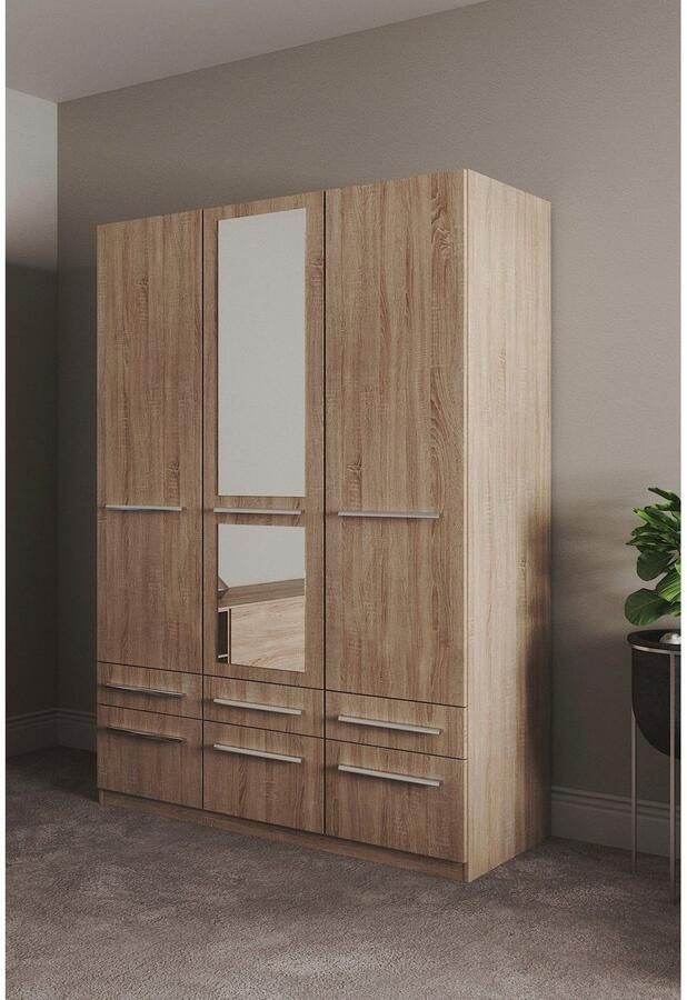 Priess Kledingkast Kast garderobe waskast Barcelona in 5 breedtes veel opbergruimte ruime lades met spiegel made in germany