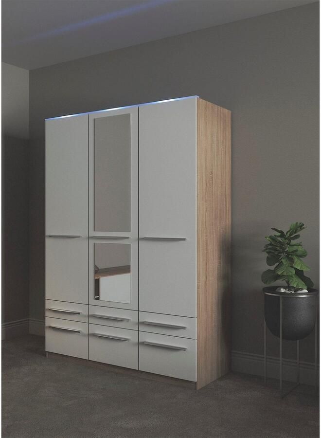 Priess Kledingkast Kast garderobe waskast Barcelona in 5 breedtes veel opbergruimte ruime lades met spiegel made in germany