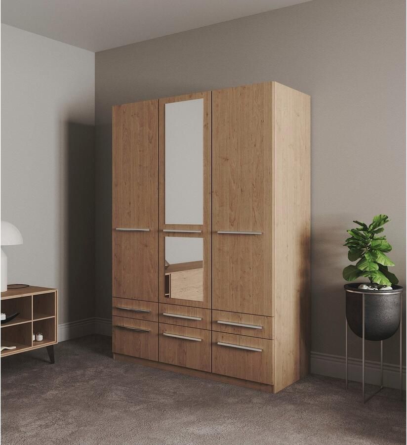 Priess Kledingkast Kast garderobe waskast Barcelona in 5 breedtes veel opbergruimte ruime lades met spiegel made in germany