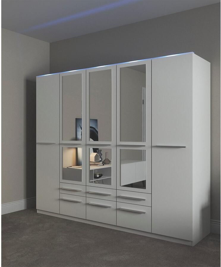 Priess Kledingkast Kast garderobe waskast Barcelona in 5 breedtes veel opbergruimte ruime lades met spiegel made in germany