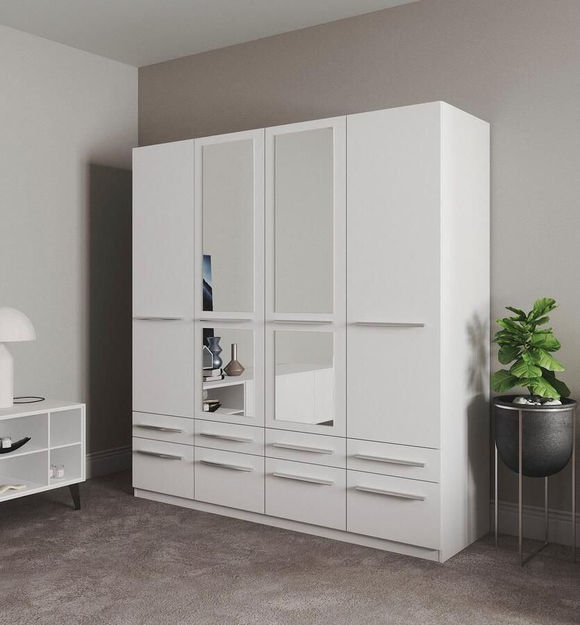 Priess Kledingkast Kast garderobe waskast Barcelona in 5 breedtes veel opbergruimte ruime lades met spiegel made in germany