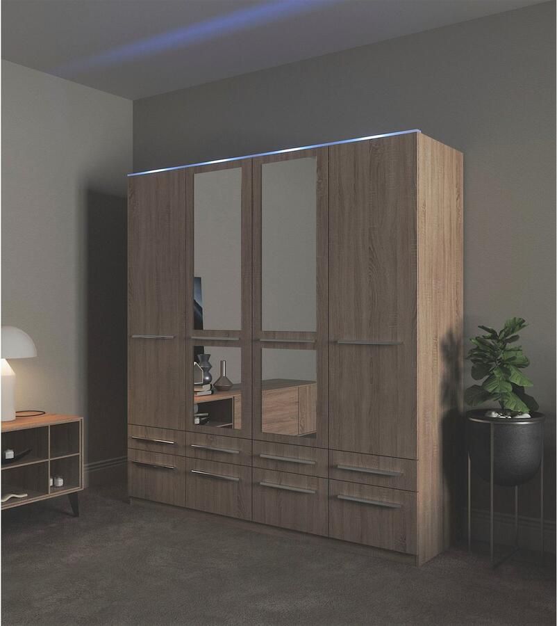 Priess Kledingkast Kast garderobe waskast Barcelona in 5 breedtes veel opbergruimte ruime lades met spiegel made in germany