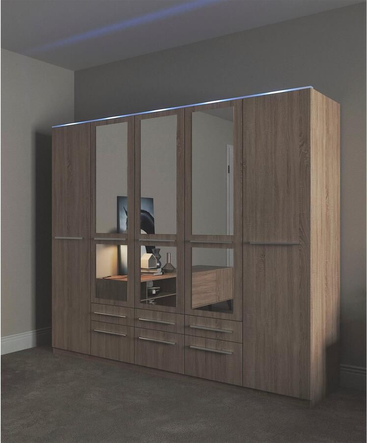 Priess Kledingkast Kast garderobe waskast Barcelona in 5 breedtes veel opbergruimte ruime lades met spiegel made in germany