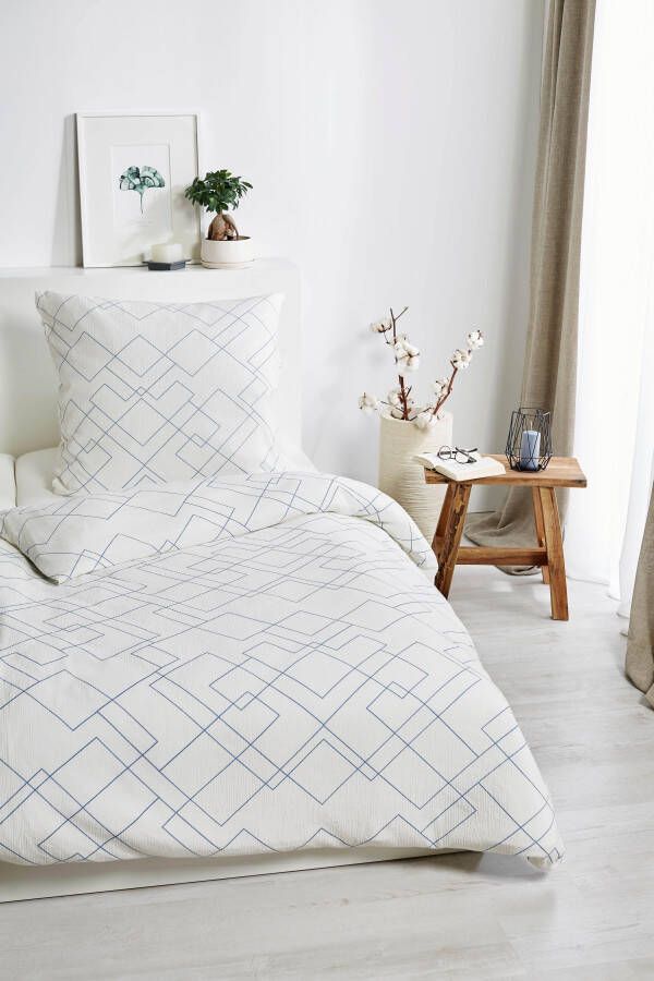 Primera Overtrekset Bio Crepe Mosaik met een fijn lijnpatroon (2-delig)