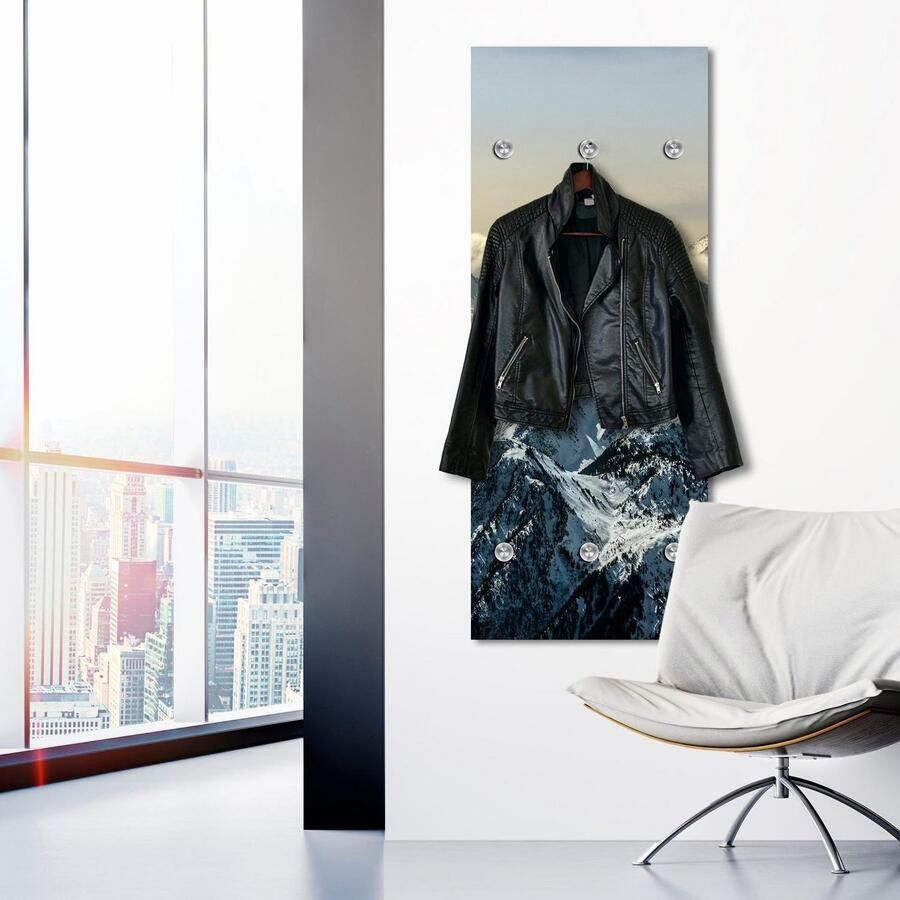 Queence Kapstok Bergen met 6 haken 50 x 120 cm