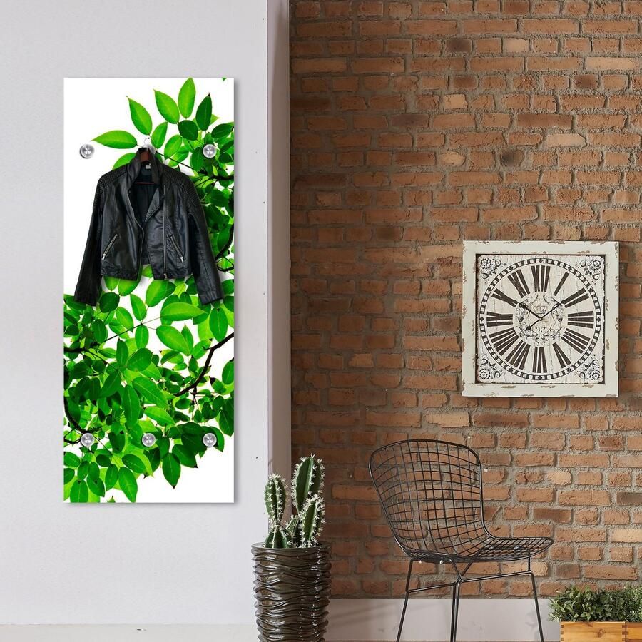 Queence Kapstok Bladeren met 6 haken 50 x 120 cm